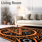 Orange Black Star Snowflake Floral Rug