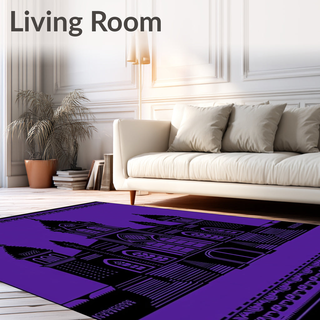 Gothic Castle Violet Silhouette Rug