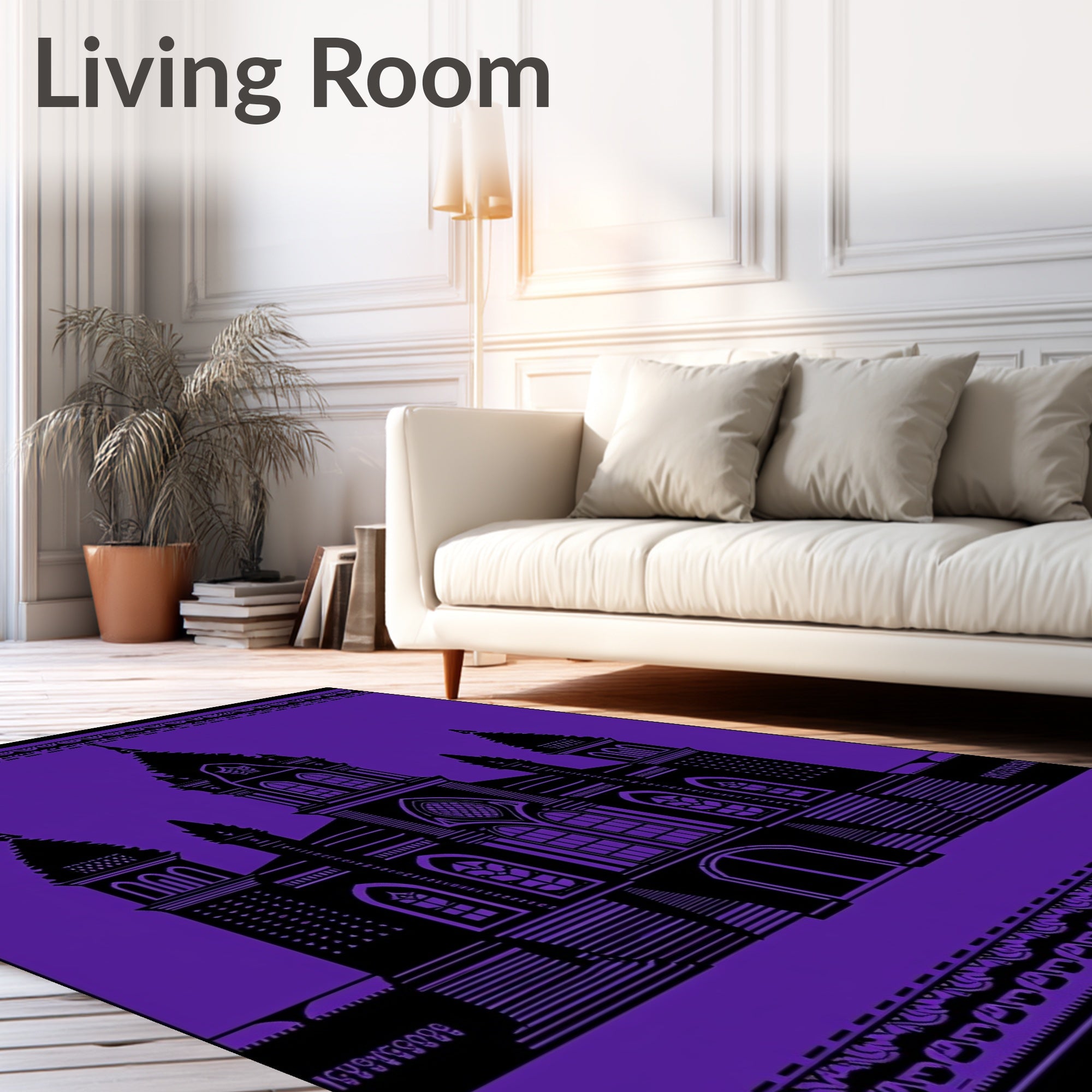 Gothic Castle Violet Silhouette Rug