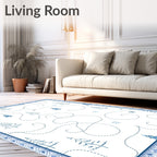 Blue Winter Trail Pine Tree Snowflakes Rug