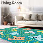 Joyful Starfish Teal Swirls Rug