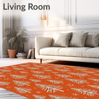 White Pine Trees and Stars Orange Rug
