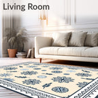 Ivory and Navy Floral Sprigs Rug