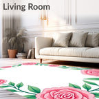 Pink Rose Border Swirl Rug