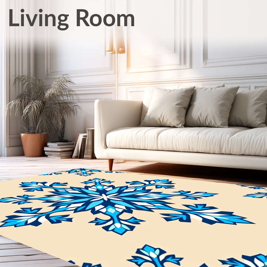 Ice Blue Snowflake Mandala Rug