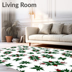 Dark Green Red Floral Starburst Rug