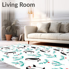 Whimsical Penguin Berry Branch Repeat Rug