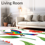 Vibrant Retro Hummingbird Floral Rug