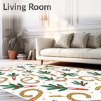 Red Candy Cane Evergreen Sprig Scatter Rug