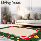 Festive Santa Claus Christmas Garland Border Rug