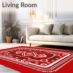 Red White Folk Art Star Medallion Rug