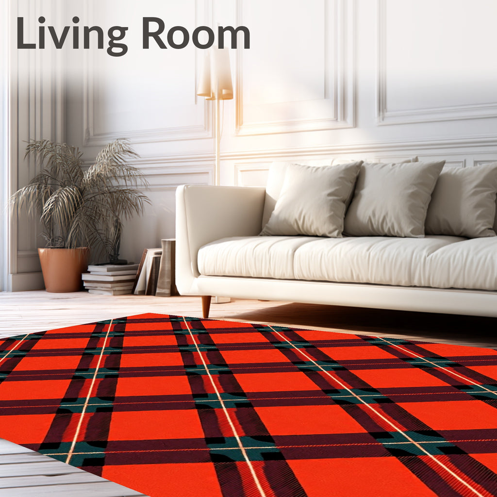 Classic Red Plaid Crossing Lines Rug