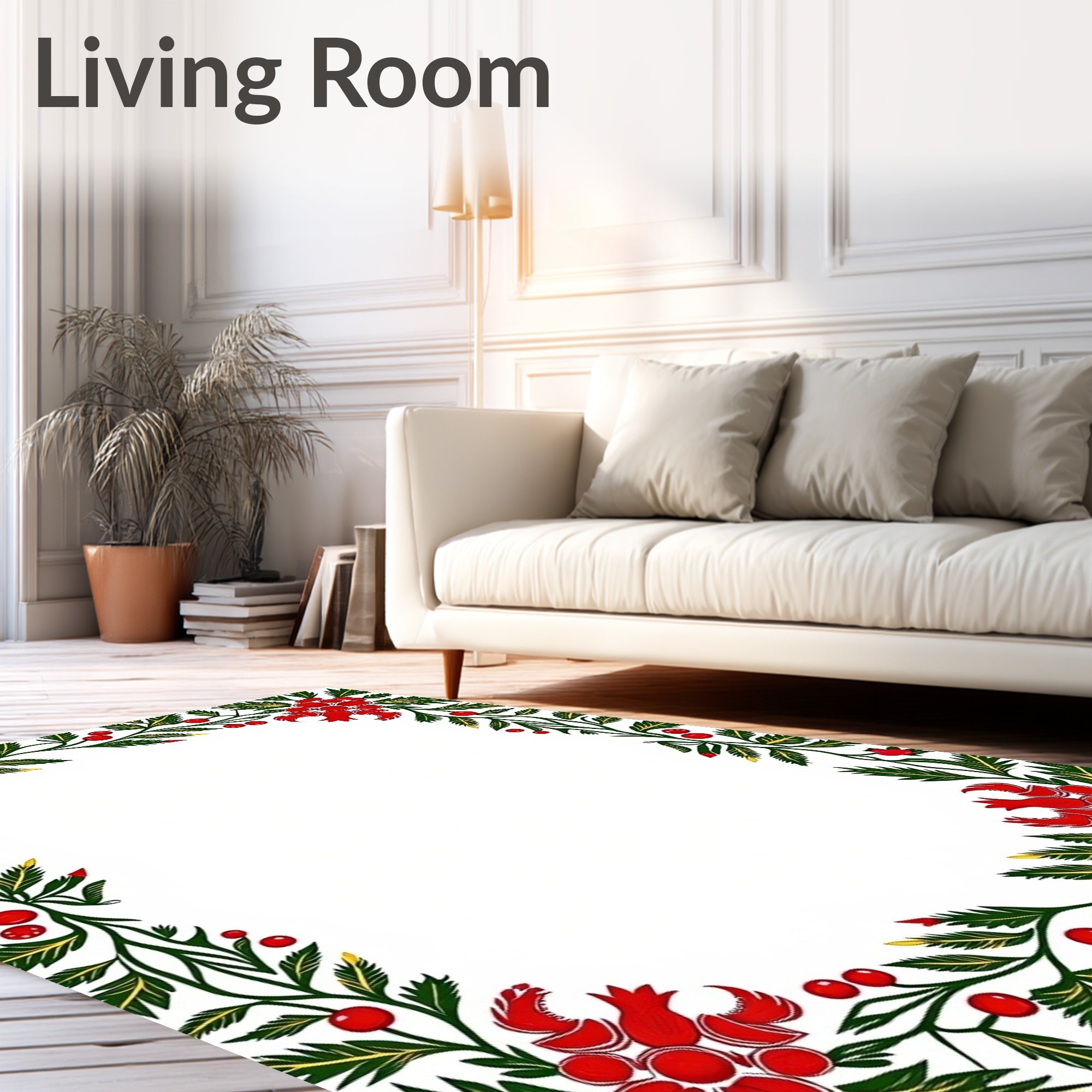 Red Berry Garland Border Rug