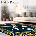 Art Nouveau Bird Moon Phases Border Rug