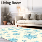 Light Blue Snowflake Cream Background Array Rug