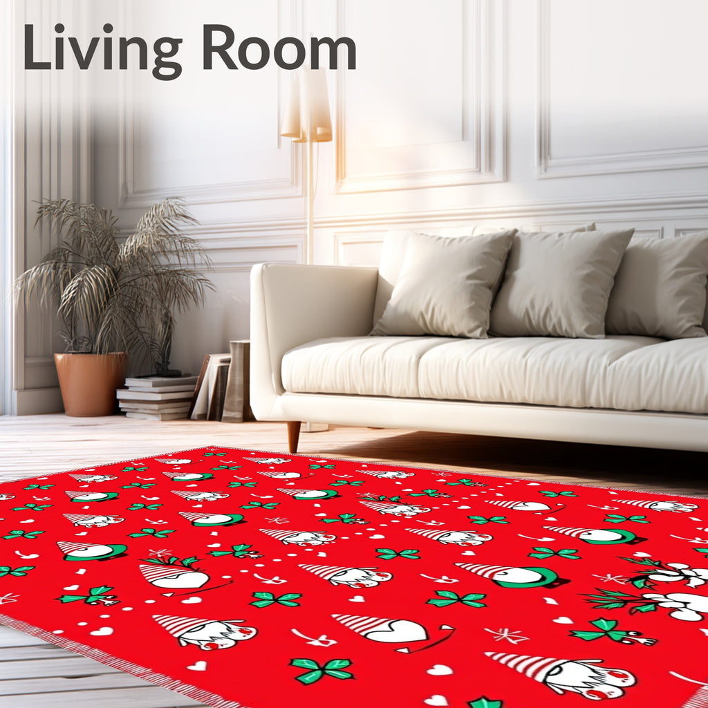Red Gnomes Hearts Clover Sprinkle Rug