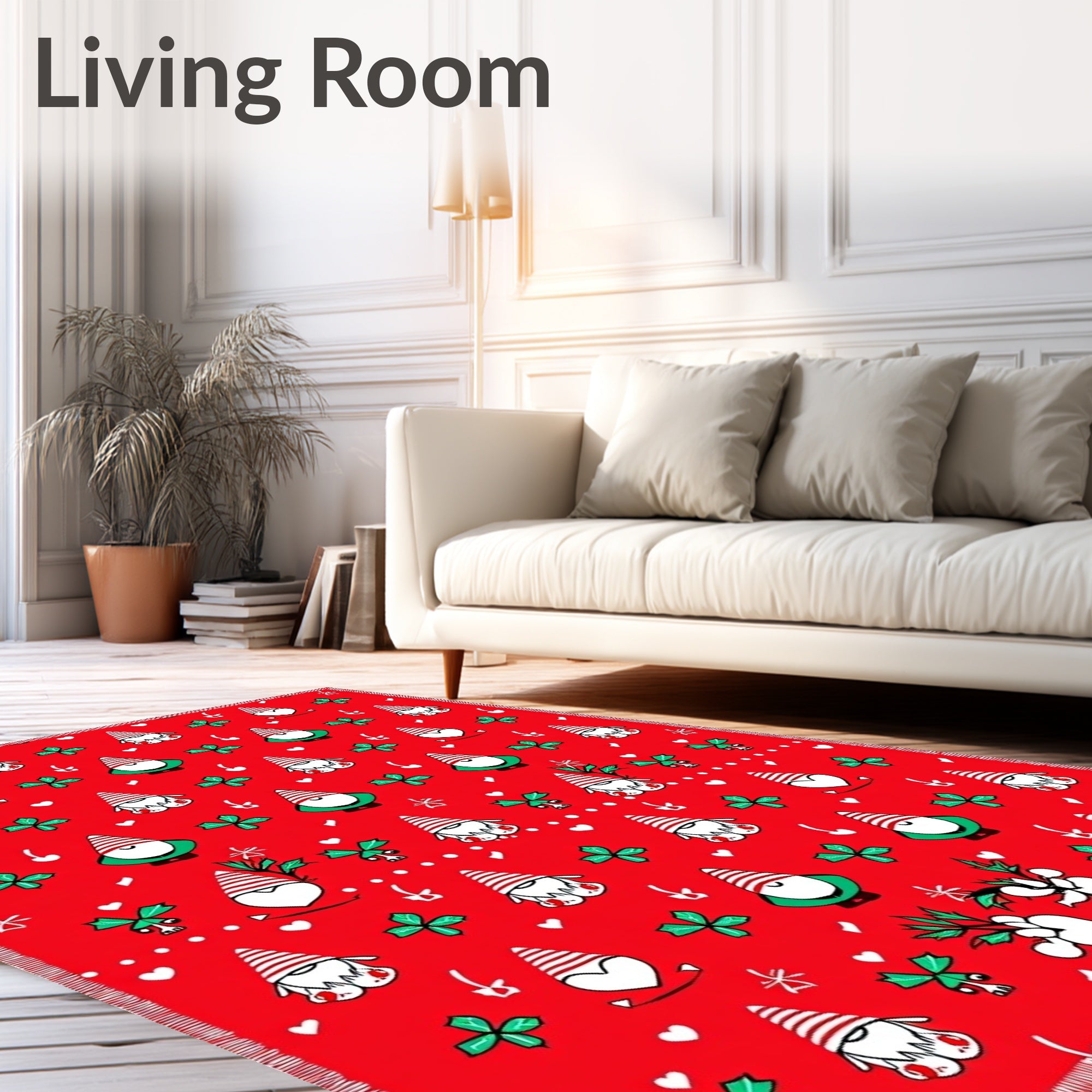 Red Gnomes Hearts Clover Sprinkle Rug