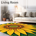 Vibrant Yellow Sunflower Mandala Rug