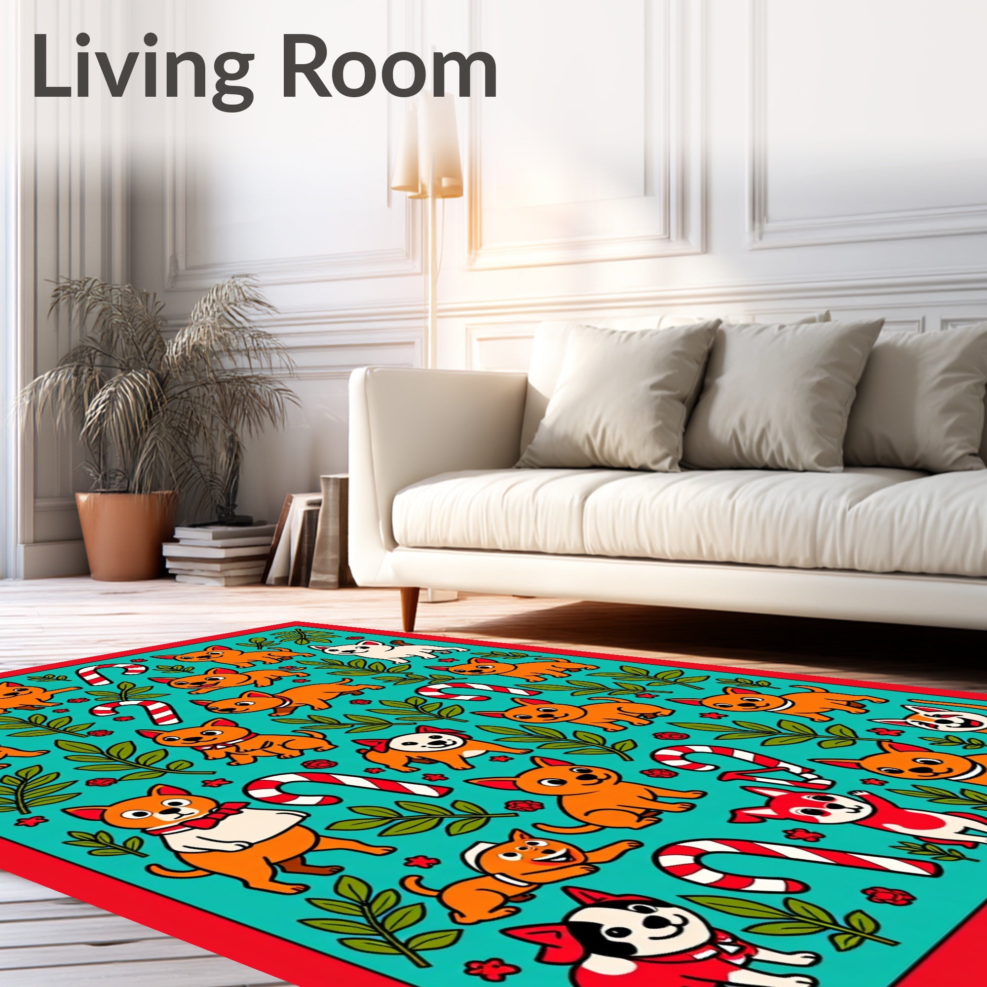 Joyful Dog Candy Cane Foliage Medley Rug