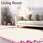 Whimsical Pink Floral Scroll Corner Rug