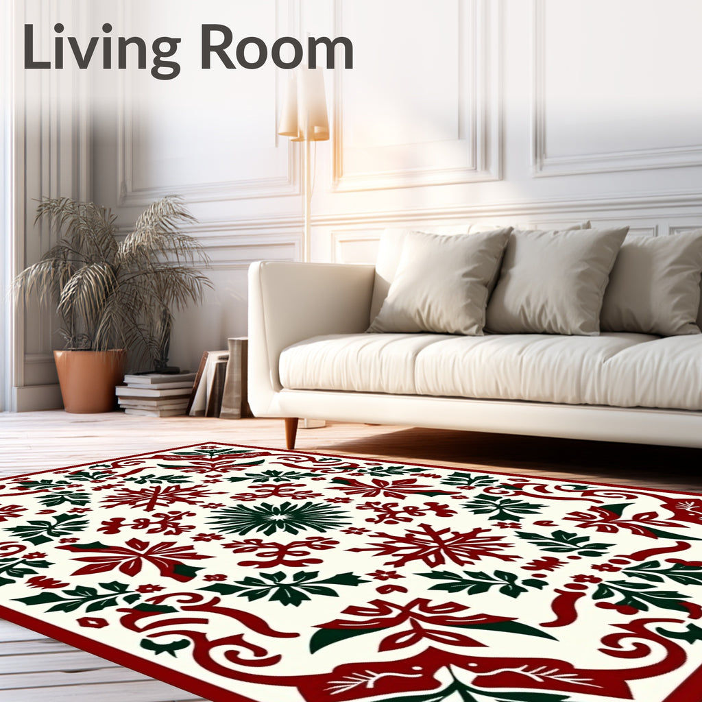 Crimson and Evergreen Medallion Ornament Rug