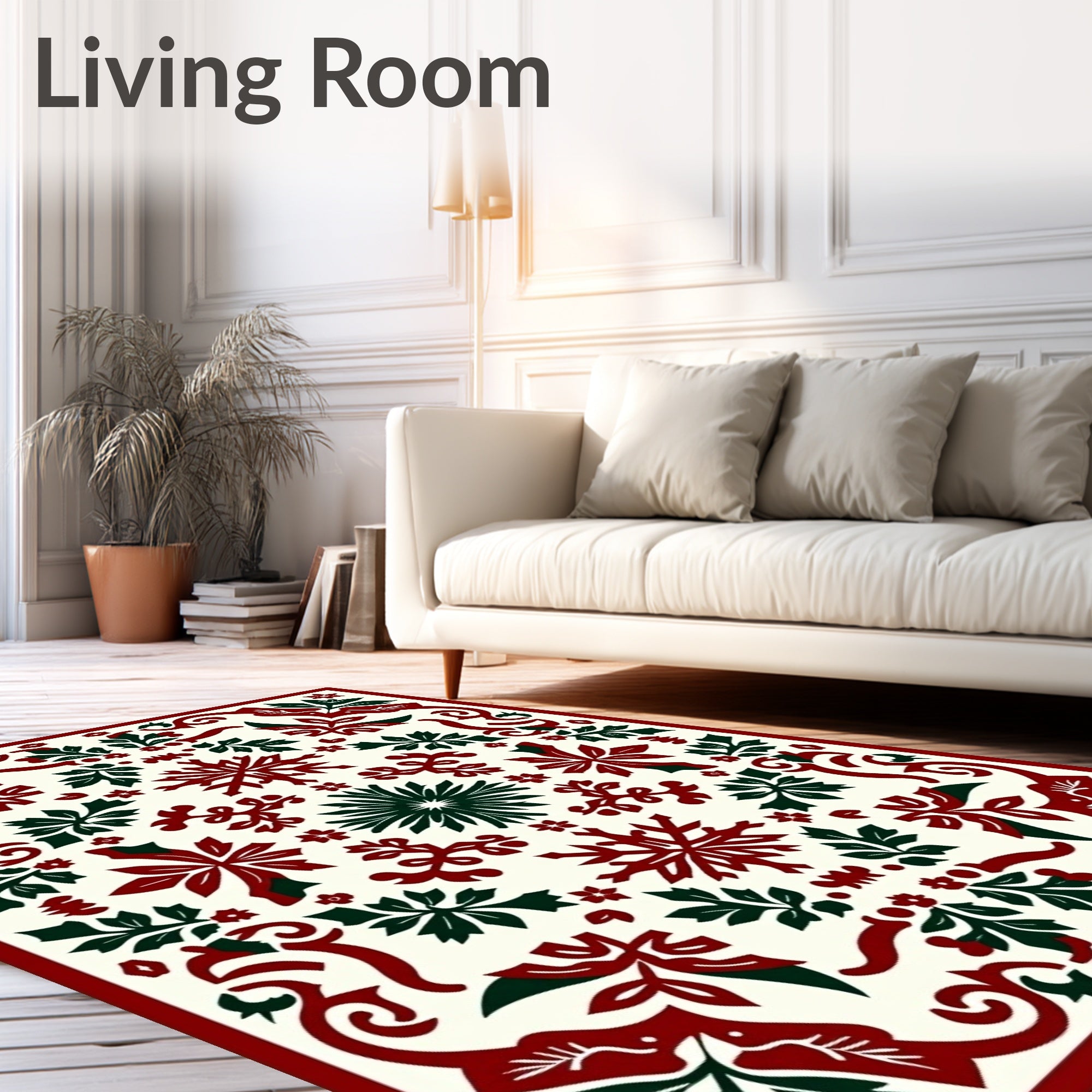 Crimson and Evergreen Medallion Ornament Rug
