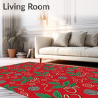 Red Green Holly Twig Swirl Rug