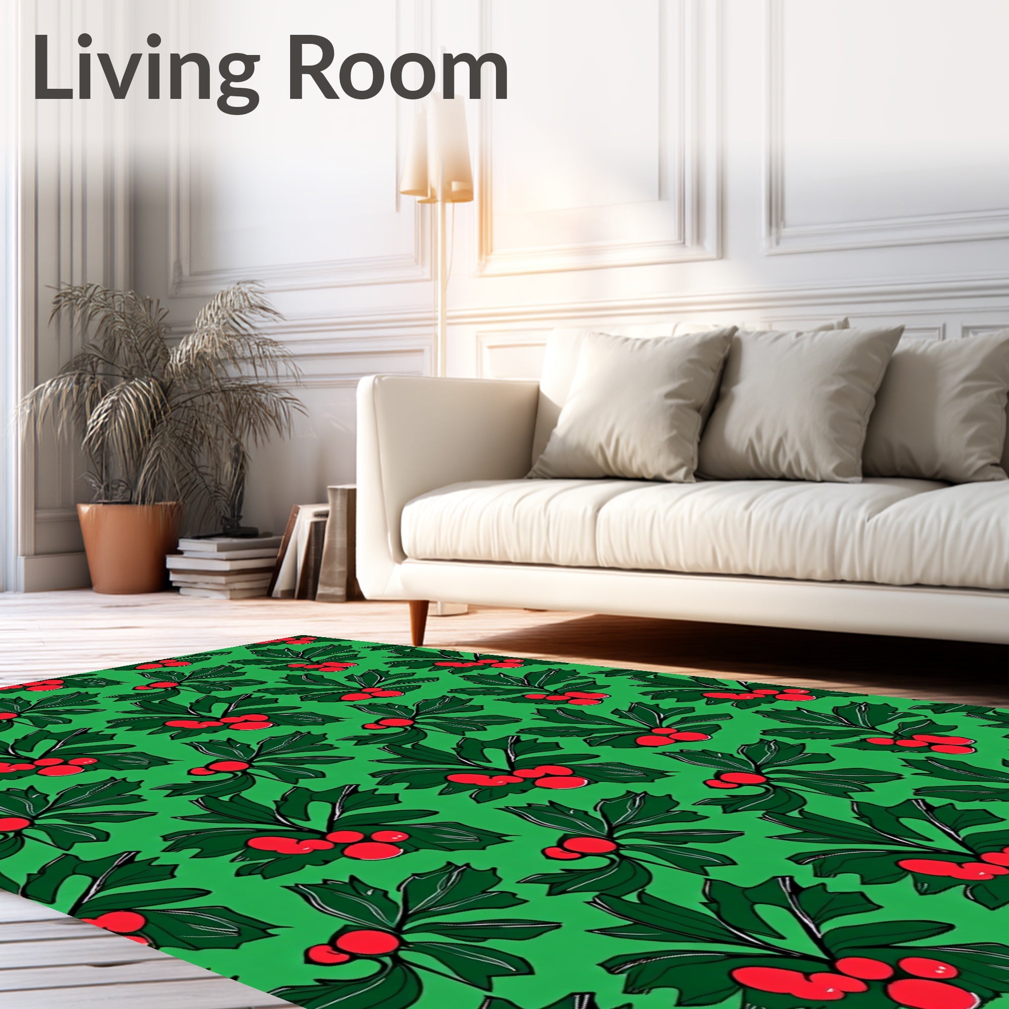 Holiday Holly Berry Garland Rug
