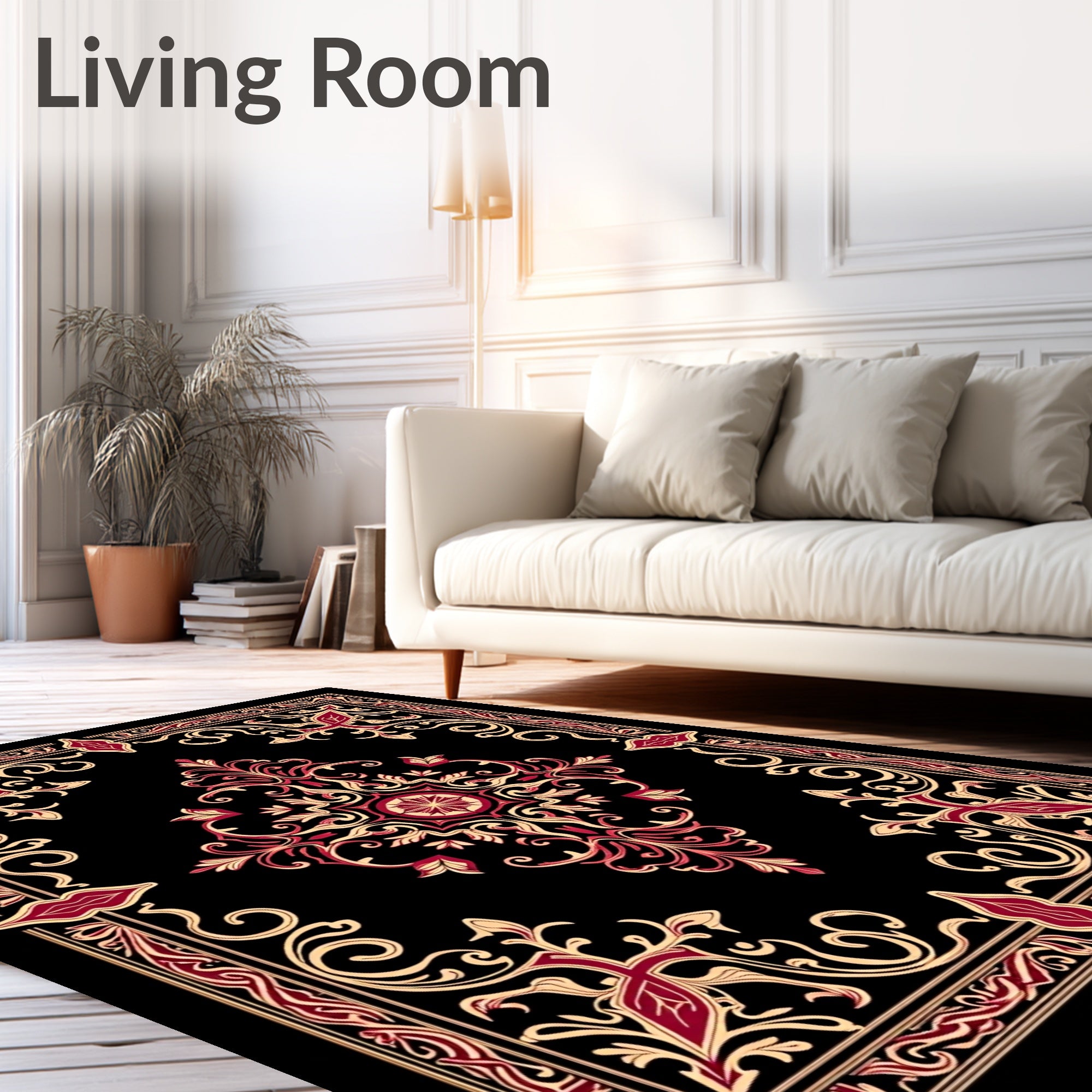 Crimson Gold Elaborate Filigree Rug