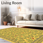 Golden Fern Berry Border Rug