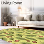 Green Pine Needles and Pinecones Rug