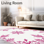 Ornate Pink Floral Medallion Border Rug