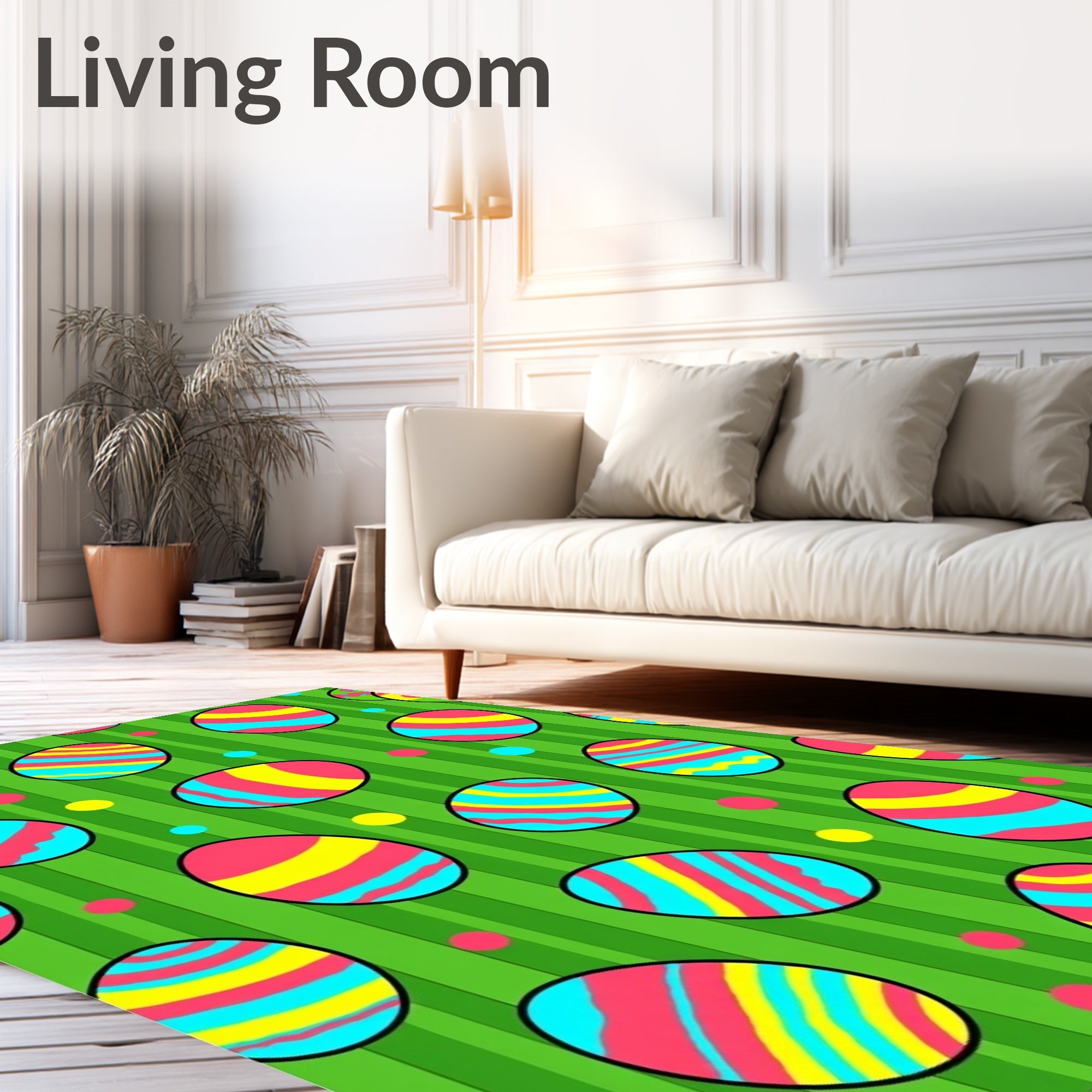 Vibrant Spring Easter Egg Stripes Rug
