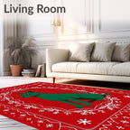 Emerald Dog Snowflake Border Red Rug