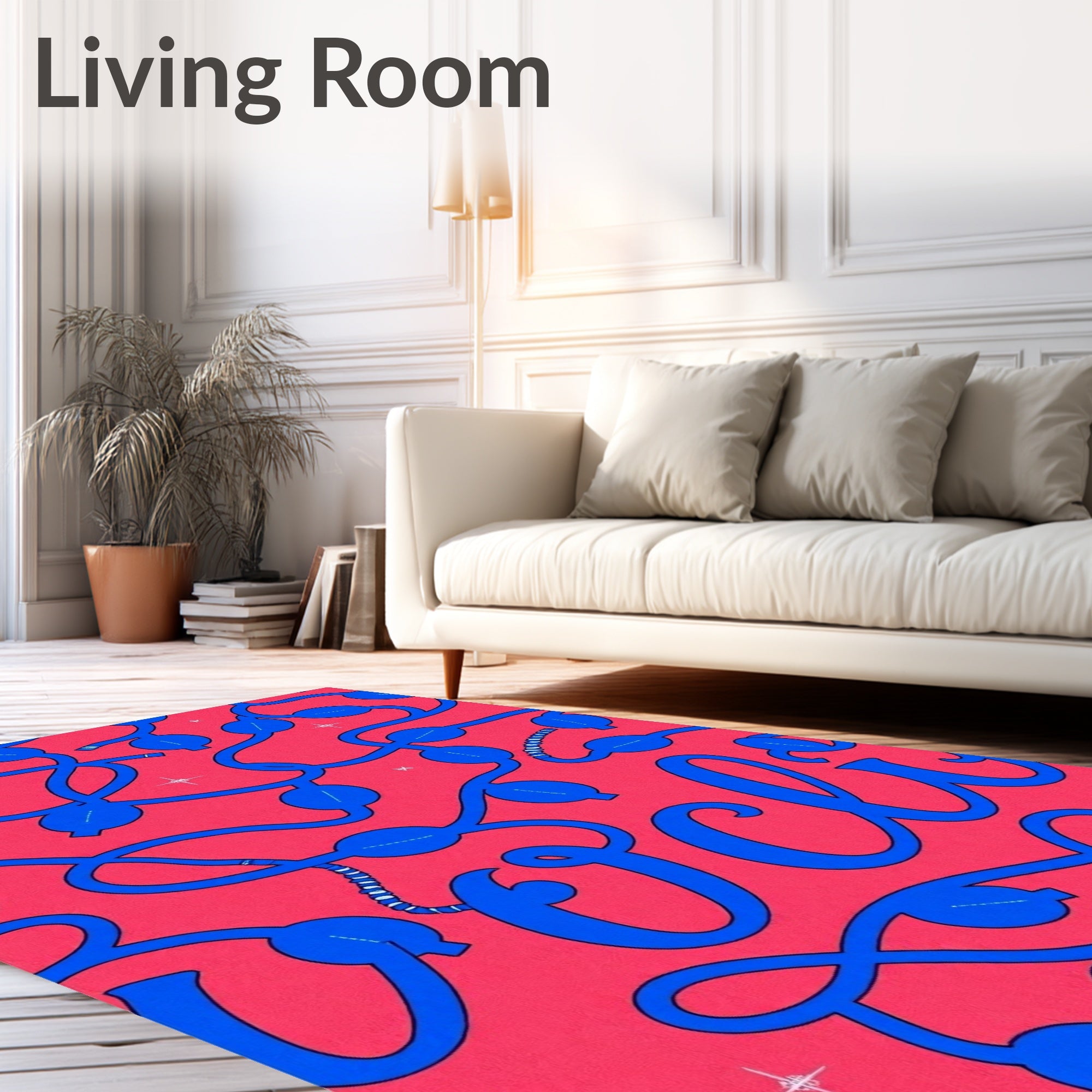 Crimson Blue Lights Script Rug