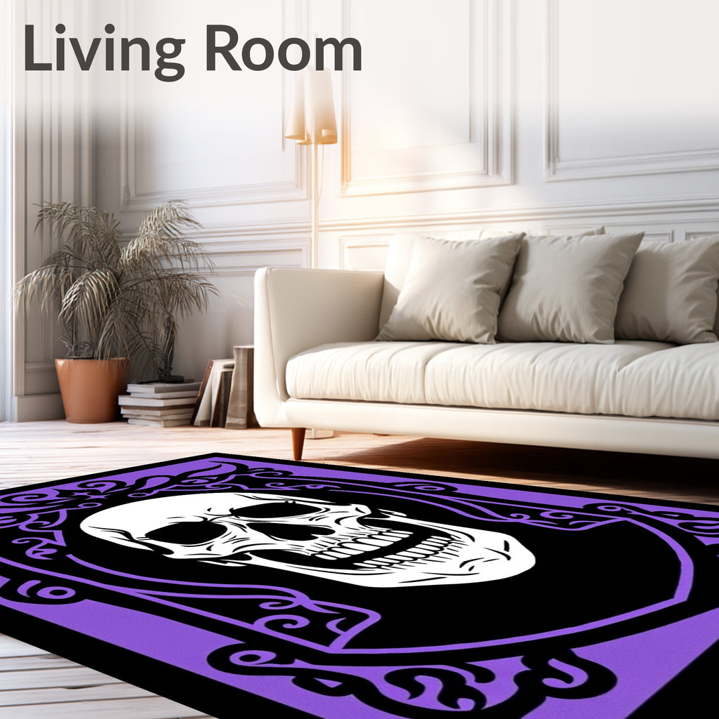 Purple Black Skull Emblem Rug