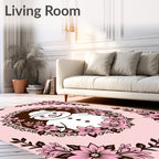 Pink Snowman Floral Frame Romance Rug