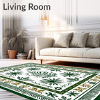 Emerald Green Leafy Branch Medallion Rug