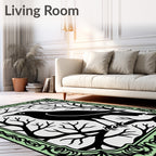 Black Crow Perched On Bare Branches Rug