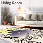 Spooky Castlebats Yellow Moon Swirls Rug