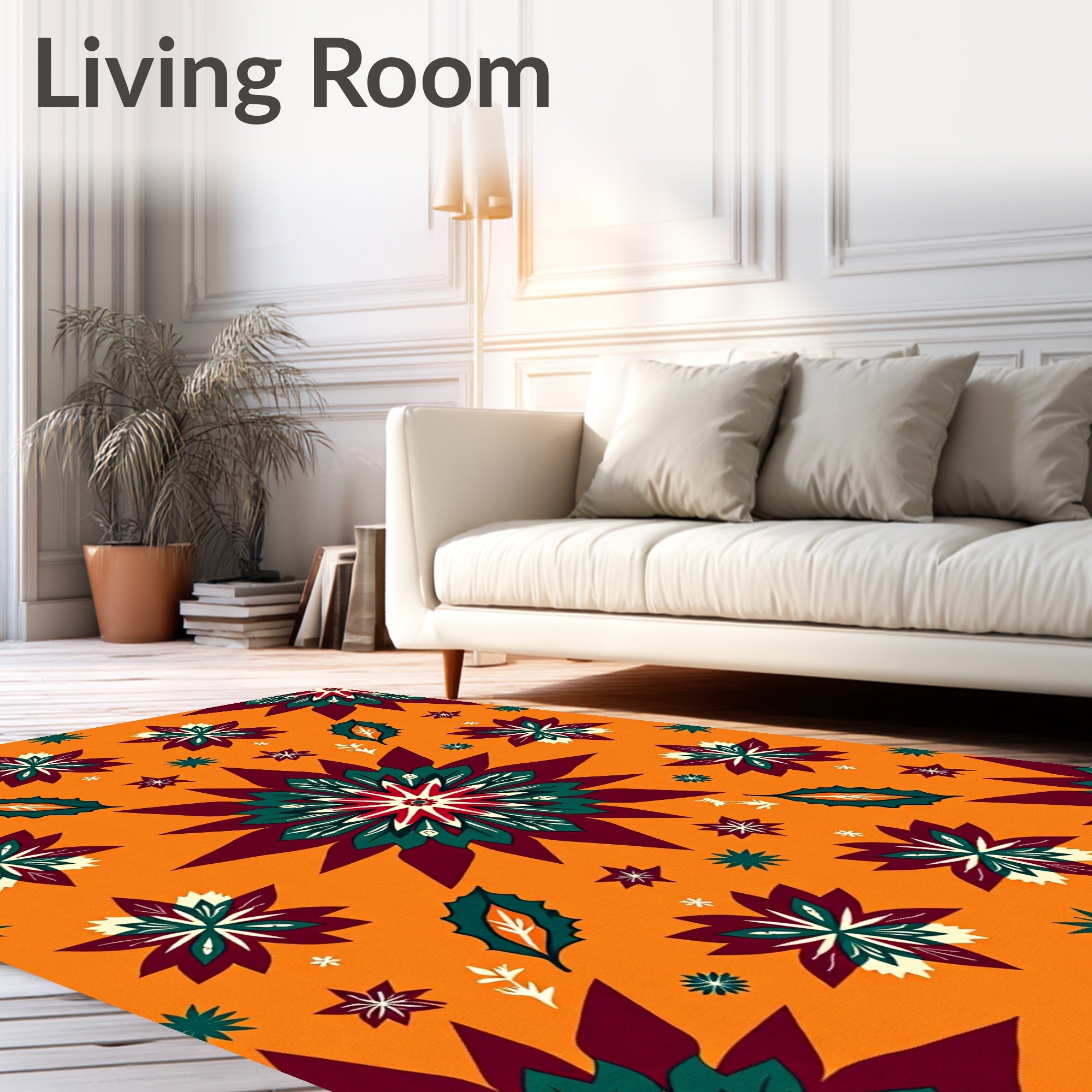 Rich Crimson Teal Starburst Medallion Rug