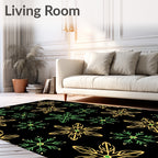 Yellow Green Snowflake Repeating Pattern Rug