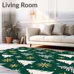 Green Evergreen Snowfall Forest Rug