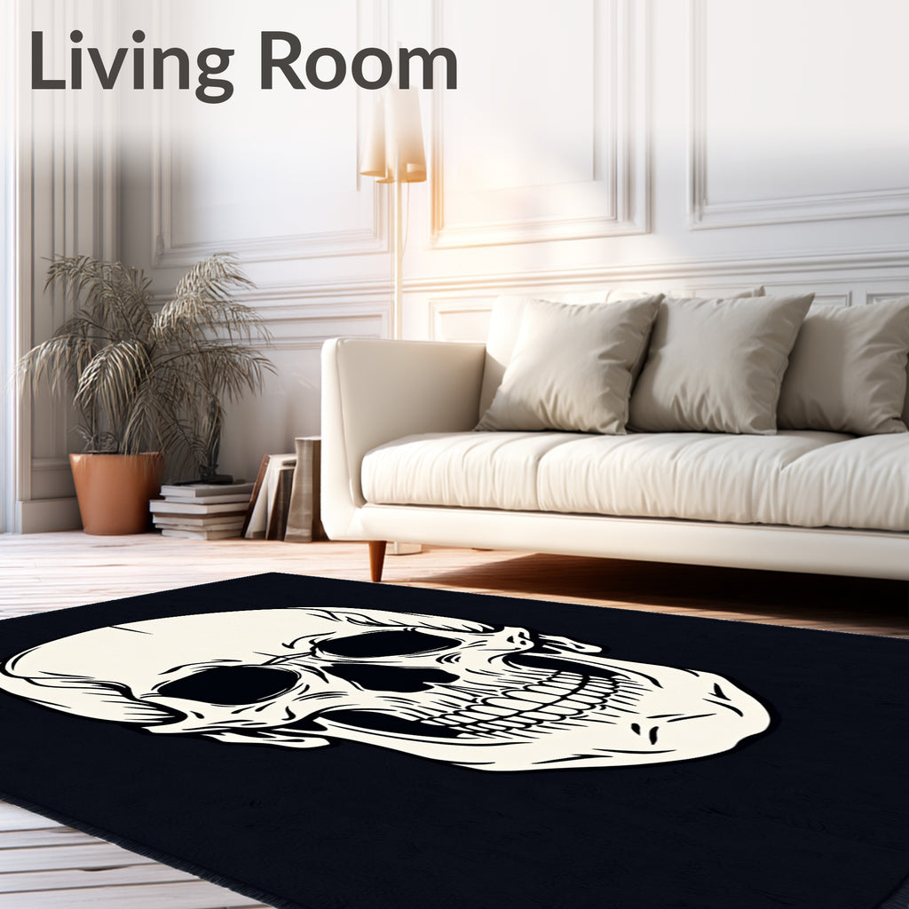 Monochromatic Skull Portrait Rug