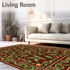 Antique Brown Red Berry Floral Rug