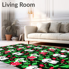 Cute White Dog Merry Christmas Flowers Rug