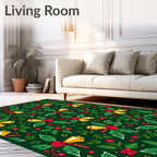 Red Green Gold Holly Berry Bells Rug