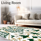Green Gold Festive Christmas Tree Medallion Rug