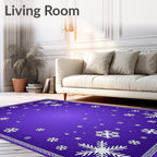 Sparkling White Snowflake Violet Burst Rug