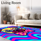 Vibrant Pug Psychedelic Bowtie Rug